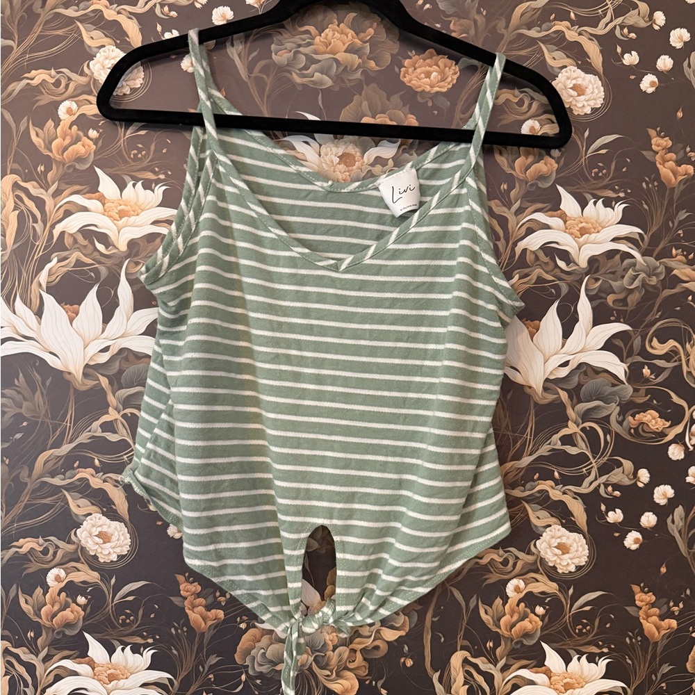 Green Striped Women's Crop Top
